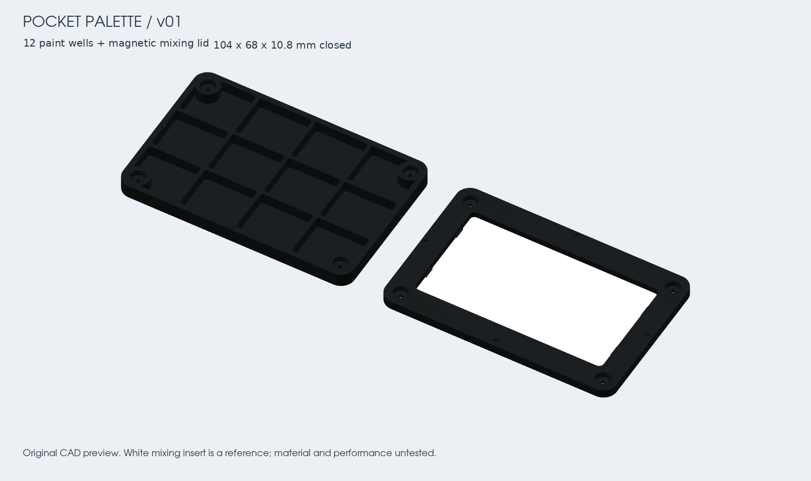 Pocket watercolor palette original CAD preview